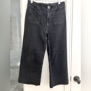 Pilcro black high rise skipper cropped wide leg jeans sz 28 petite **hemmed**
